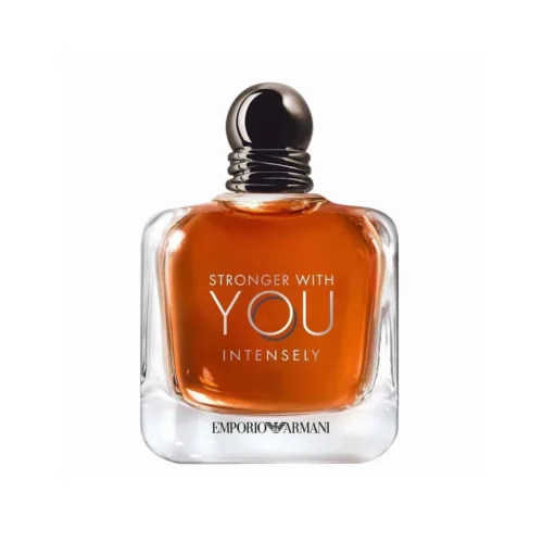 Armani Stronger With You Intensely 100ml blends spicy pink pepper and cardamom with warm cedarwood, vanilla, and creamy woods for a captivating, long-lasting scent — ideal for date nights and evening events.